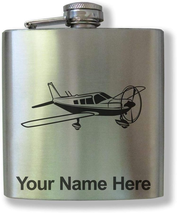 Stainless Steel Flask, Low Wing Airplane, Personalized