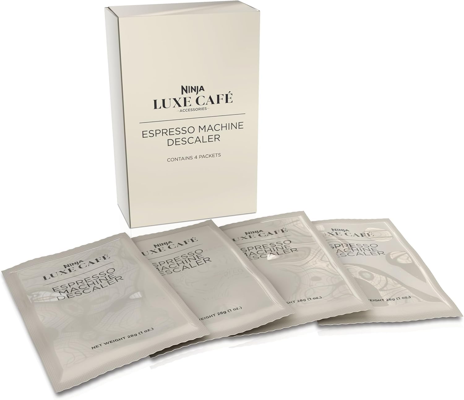 Ninja Luxe Café Ekspres do espresso Odkamieniacz 4-pak, środek do czyszczenia ekspresu do espresso i kawy, proszek odkamieniający, XSKDCLSOL4EUK