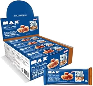Caixa com 12 unidades da Power Protein Crisp Bar sabor Milk Caramel