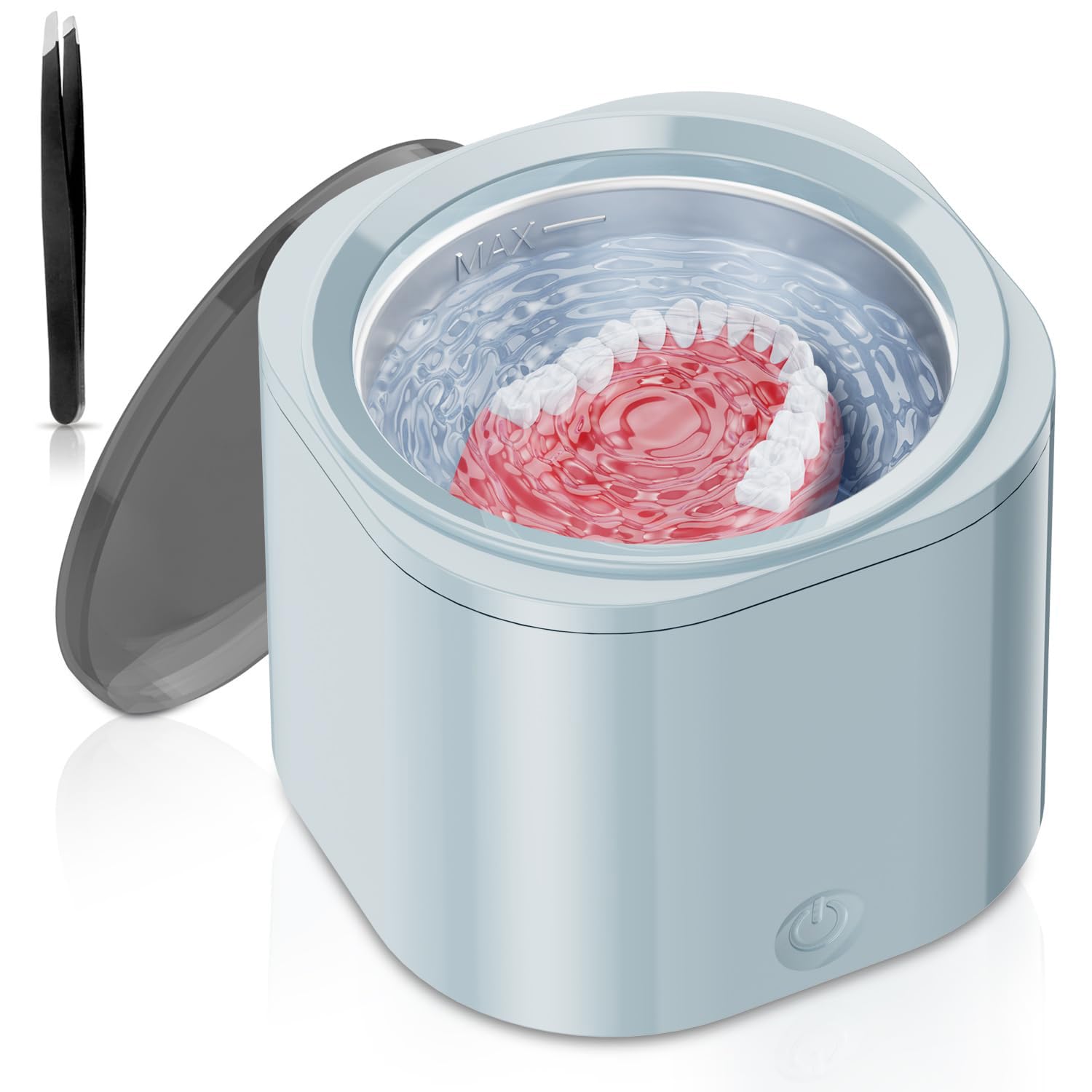 Ultrasonic Cleaner Retainer for Denture: Sonic Cleaning Machine for Mouth Guard (Blue02-2)
