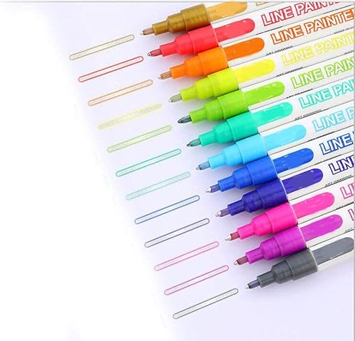 Miniatura 6 de 12 marcadores deslumbrantes, marcadores metálicos de contorno de doble línea, marcadores permanentes para arte, dibujo, tarjetas de felicitación,