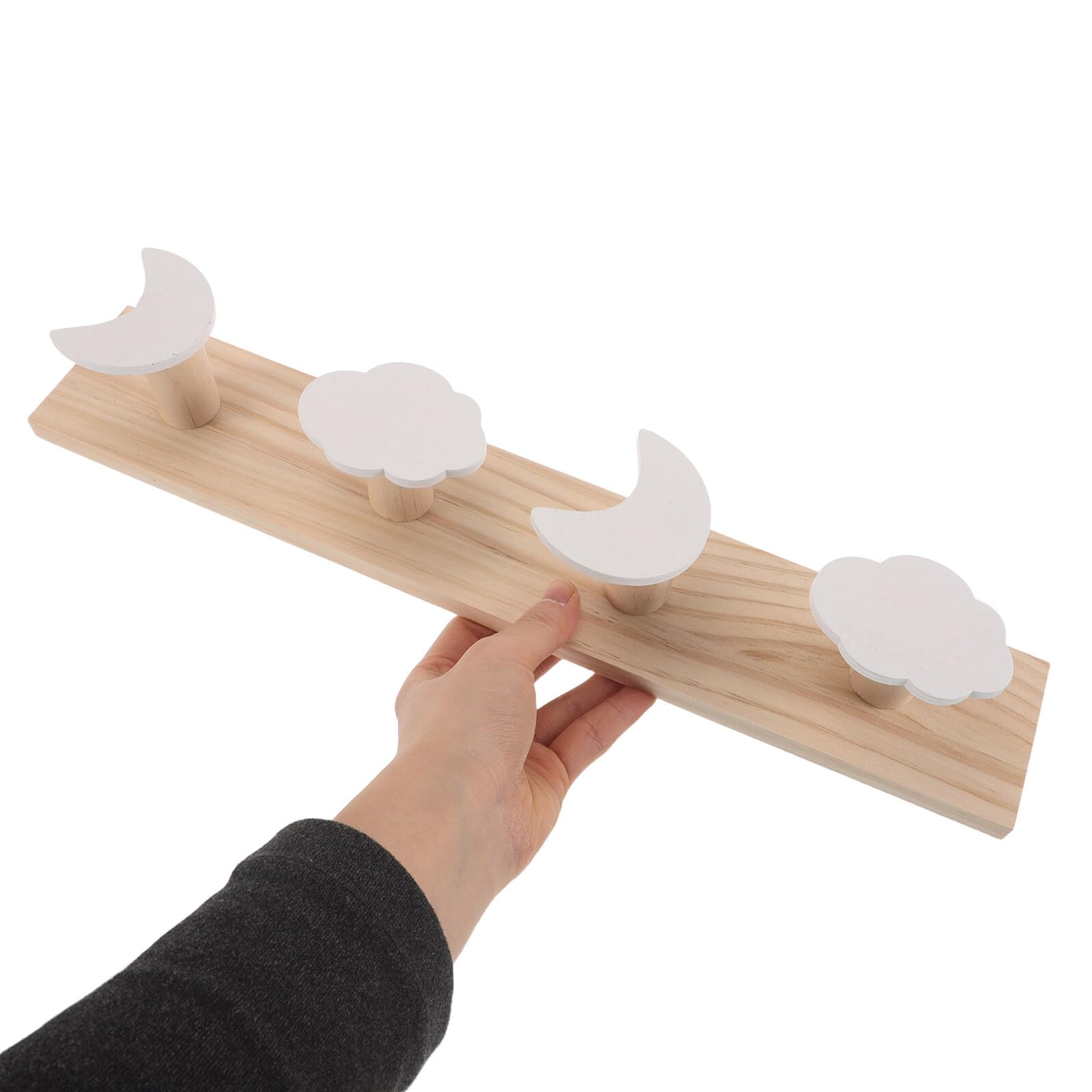 Perchero de Pared Creativo Diseño Nórdico de Luna y Nube, Ganchos de Madera Seguros para Habitación Infantil, Dormitorio y Cocina, Colgadores Decorativos Funcionales
