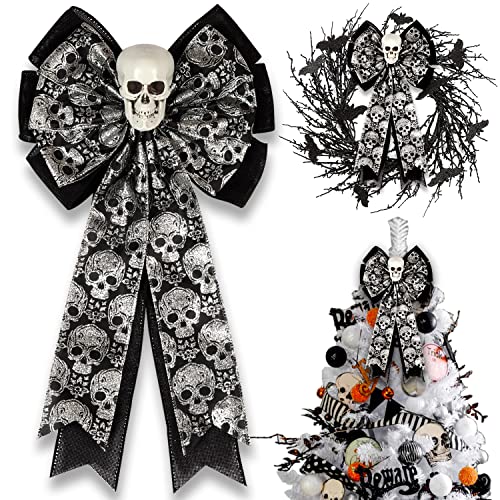 Skull Gothic Decor,Halloween Bows for Wreaths Decorations, Hallow...