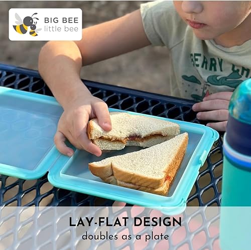 Miniatura 3 de Big Bee, Little Bee - SoftShell Contenedor de silicona reutilizable para almacenamiento de alimentos con tapa conectada, fácil de limpiar, cierre a