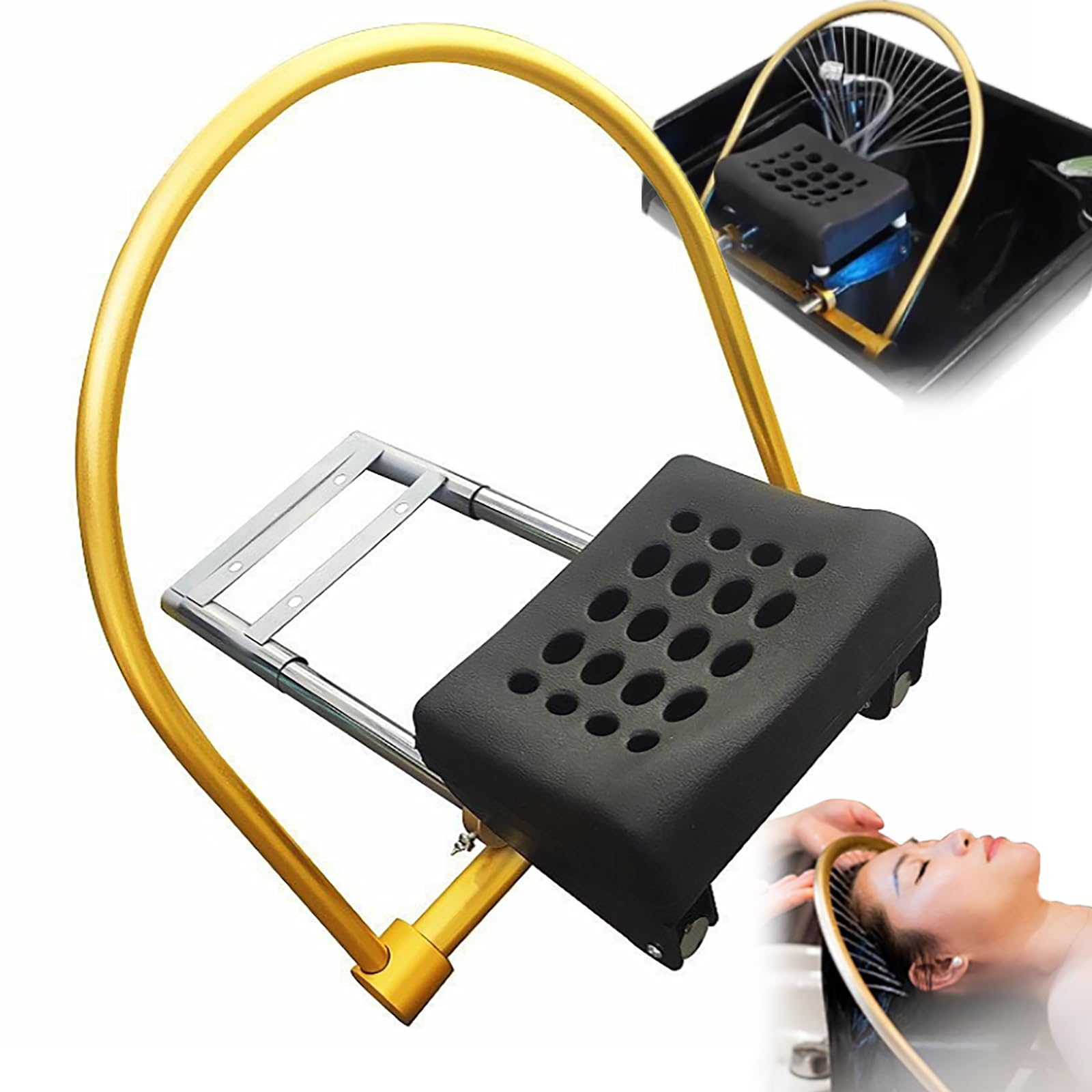 Equipo Portátil de SPA Capilar para Salones - Estructura Metálica Ajustable con Sistema de Circulación de Agua, Cuenca de Masaje y Almohada Ergonómica | Accesorios Cuidado Capilar para Camillas