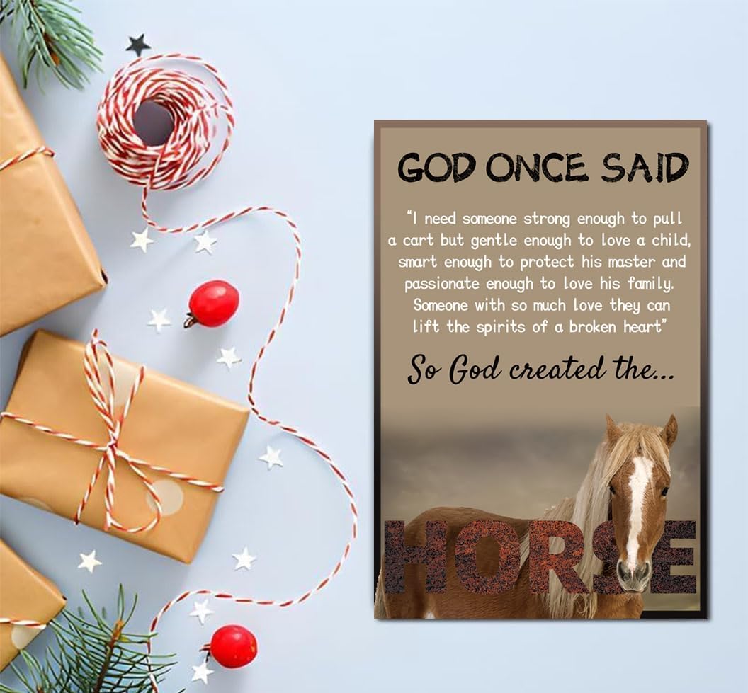 Vintage So God Created The Horse Metal Tin Sign Retro Inspirational Horse Wall Art Decor for Home Bedrooms Kitchen Bars Pubs Garages Gardens Patios Porches 12x16 Inch image 5