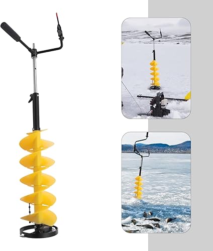 Miniatura 4 de WETUSSEX Taladro de hielo de 8 pulgadas con varilla de extensión, broca ajustable de longitud portátil de alta eficiencia, para herramienta de pesca