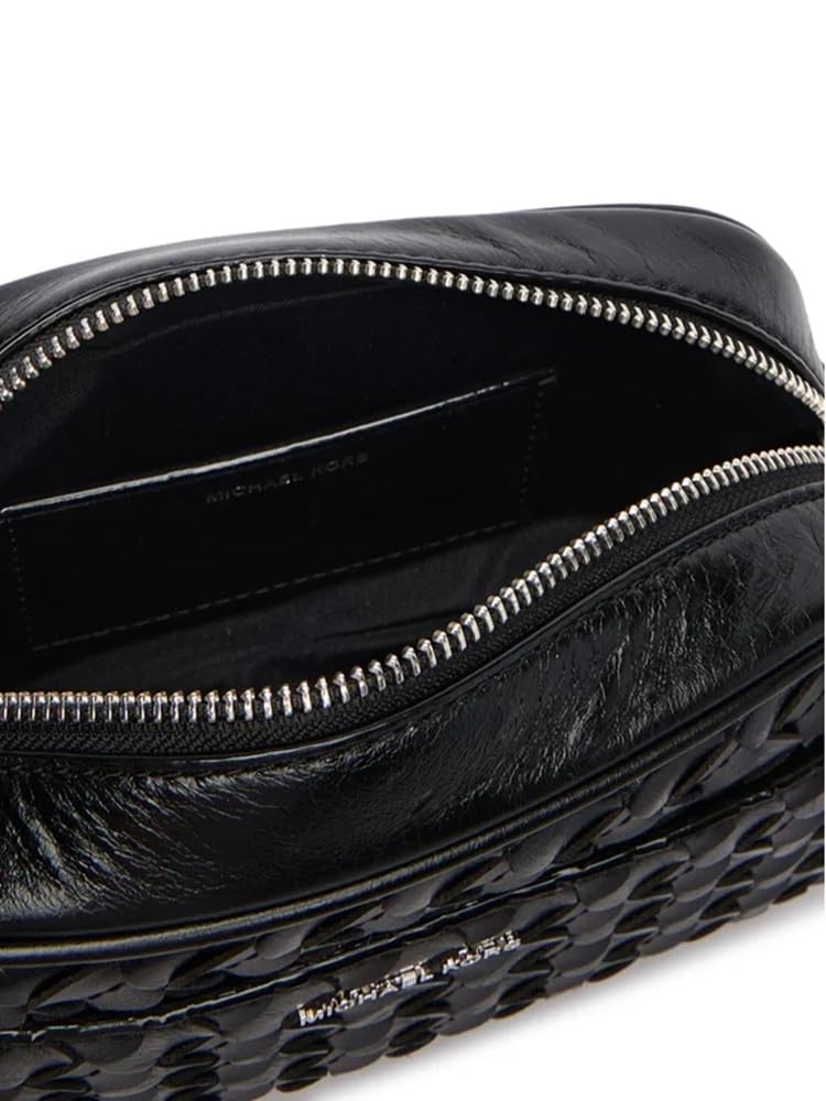 Michael Kors Bolso pequeño de piel para cámara Jet Set con correa para el hombro con estampado de corazones