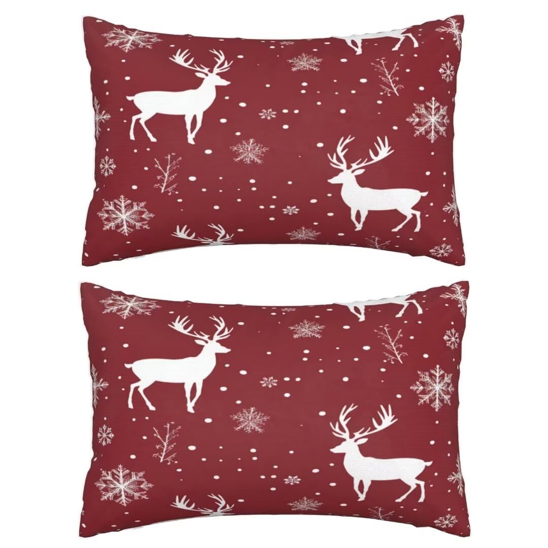 Kissenbezug 70 x 90 cm Weihnachten Kissen, Sofakissen Superweicher Kopfkissenbezug Dekorative Kissenbezüge (2er Set) Kissenhülle mit ReißVerschluss Deko Kissen für Couch Wohnzimmer Schneeflocke J490