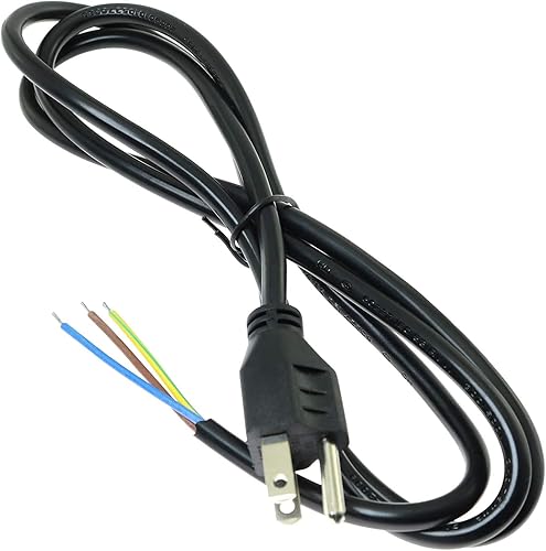Cable de alimentación de 4.9 pies, 250 V, 10 A, 16 AWG, cable de alimentación de 3 clavijas, cable de repuesto para campana extractora, arrocera,
