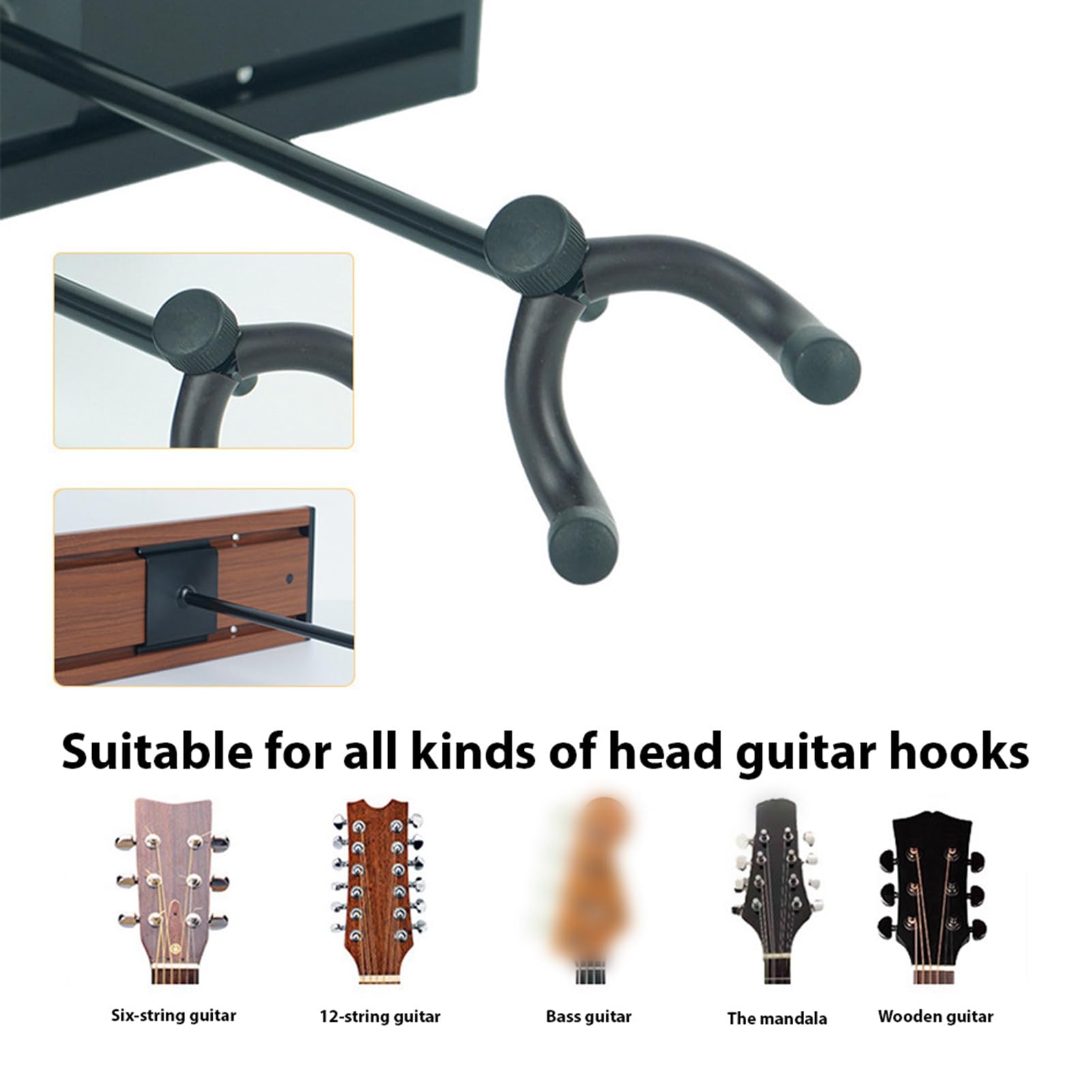 Aluminiowy Stojak na Gitarę z Aluminium Trzyma 5 Gitar, Wyreguluj Hook Hook Pozytu (BLACK) (BROWN)