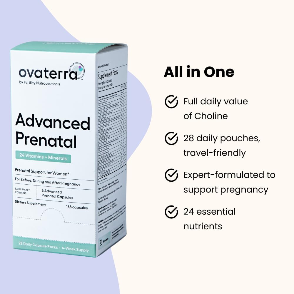Ovaterra Advanced Prenatal Vitamins for Women with 550mg Choline, Methylfolate, Chelated Iron & 24 Nutrients 168 Capsules - 28 Day Supply - Image 5