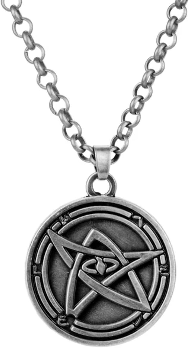 Elder Sign Sarnath Sigil Kish Star Stone of Mnar Gods Pentagram Eye Flame H.P. Lovecraft Cthulhu Necronomicon Cosmic Horror Mythos Great Old One 1.3" Charm Pendant Necklace