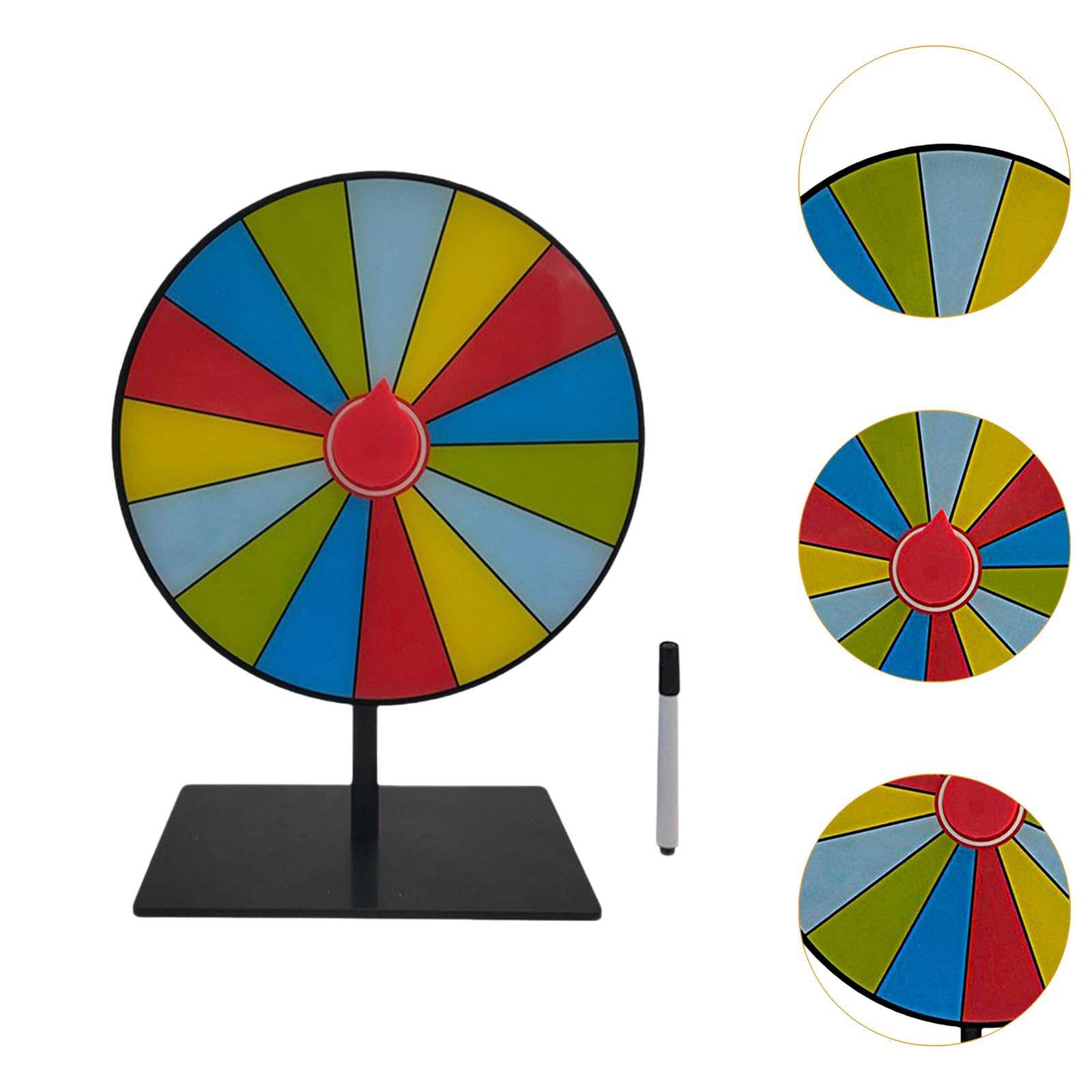 Tachiuwa Tabletop Prize Turntable Set Fortune Wheel,with Erasable Pen Roulette Wheel,Color Rotating Wheel for Party Shops Restaurant, 15 Grid