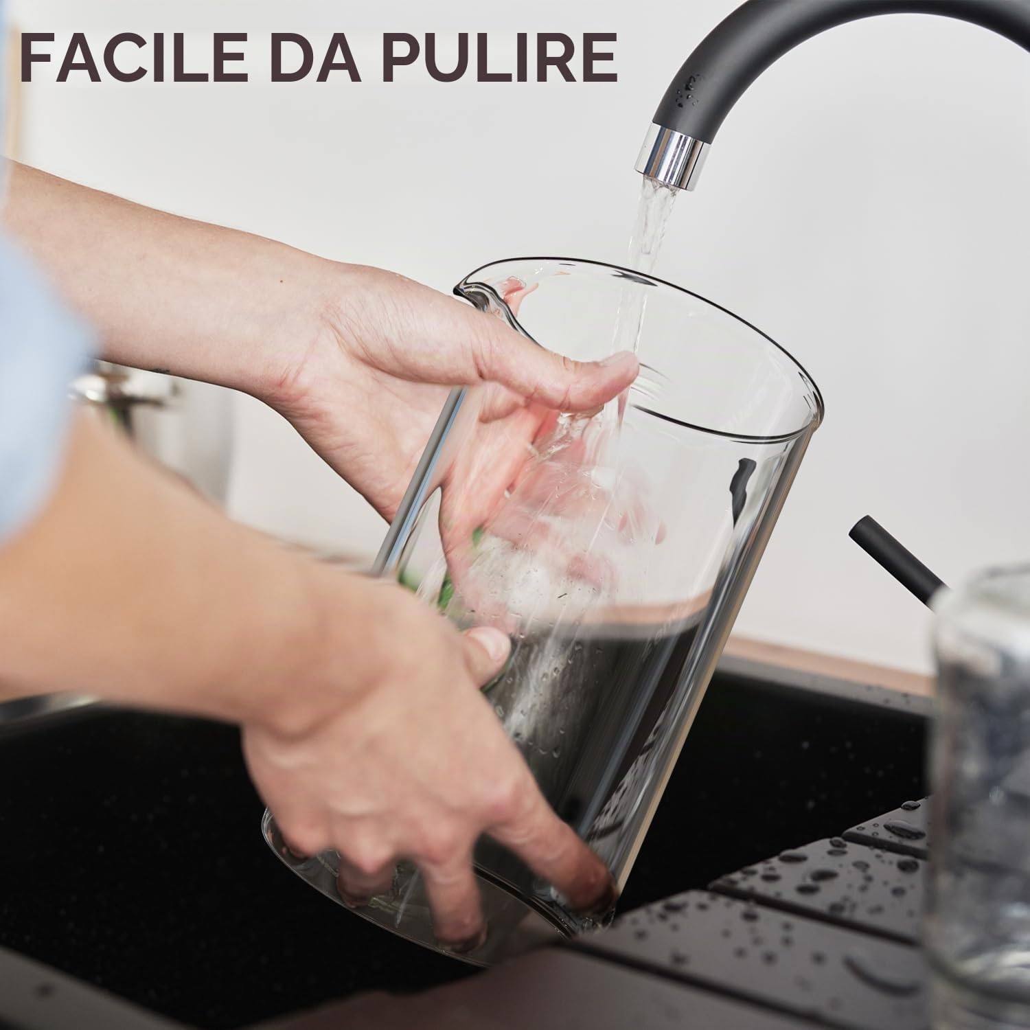 Cafe Du Chateau Caffettiera French Press in Acciaio Inox – Caffettiera Francese da 1 Litro con Filtro a 4 Livelli, in Vetro Resistente, Senza BPA – Ideale anche per Tè e Infusi