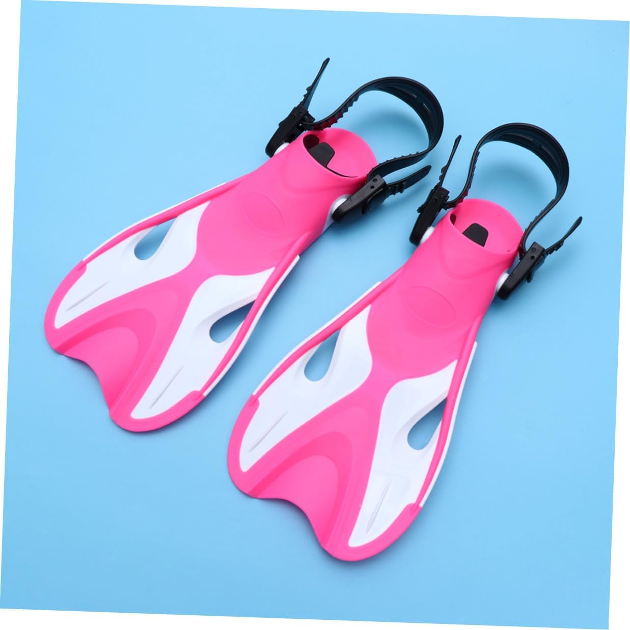 Adjustable Snorkeling Fins for Adults, Pink White Heel Diving Flippers, Lightweight Swimming Flippers for Outdoor Snorkeling and Dive Training, Size Euro 37-41