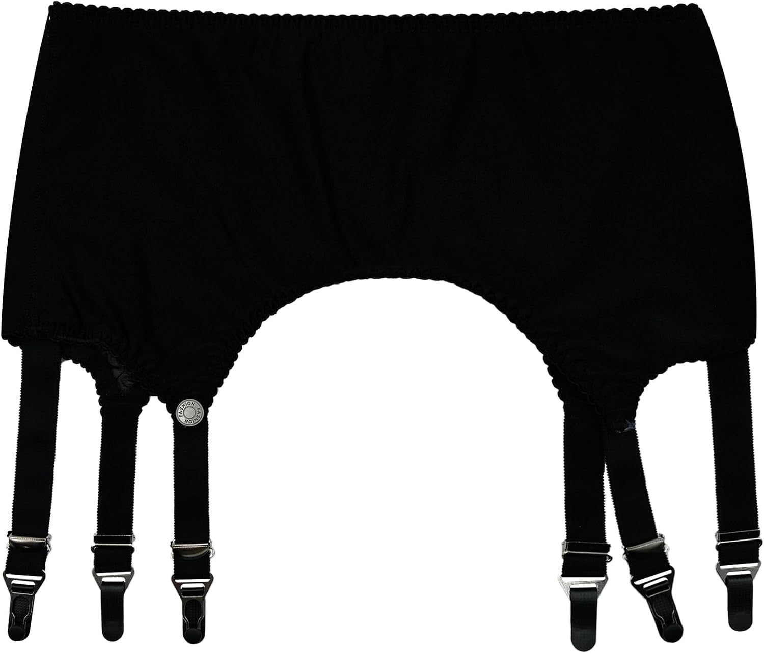 Elastic 6 Straps Garter Belt with Mesh Patchwork Design, Flattering Waist Shaping Girdle for Thigh-High Stockings