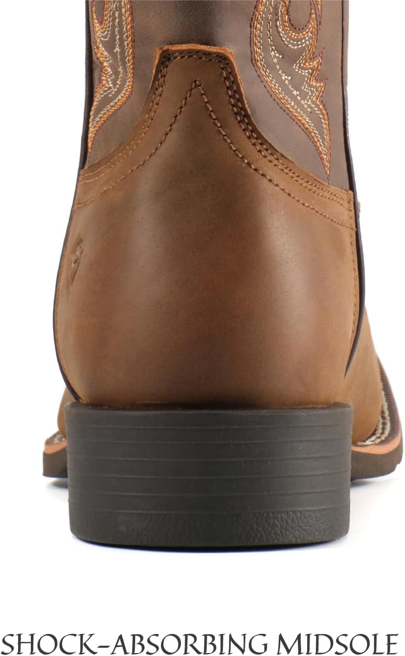 SUREWAY Western Boots For Men - Mens Square Toe Cowboy Boot,Oil/Slip Resistant,Durable Fashionable Classic Pull on 10 Inch Wellington Boots - Soft Toe Work Boots - Image 7