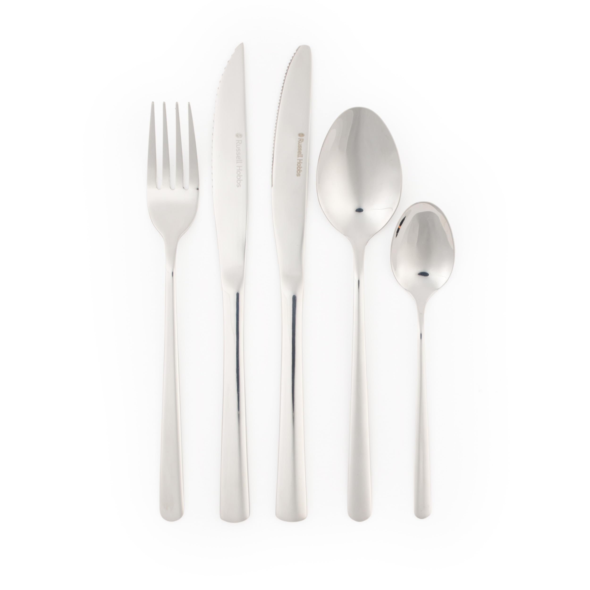 Russell Hobbs 20 Piece Cutlery Set - Vienna, 18/0 Stainless Steel Flatware, 4 Place Settings, Tableware with Forks, Knives, Steak Knife, Tablespoons, Teaspoons, Dishwasher Safe, 15 Year Guarantee
