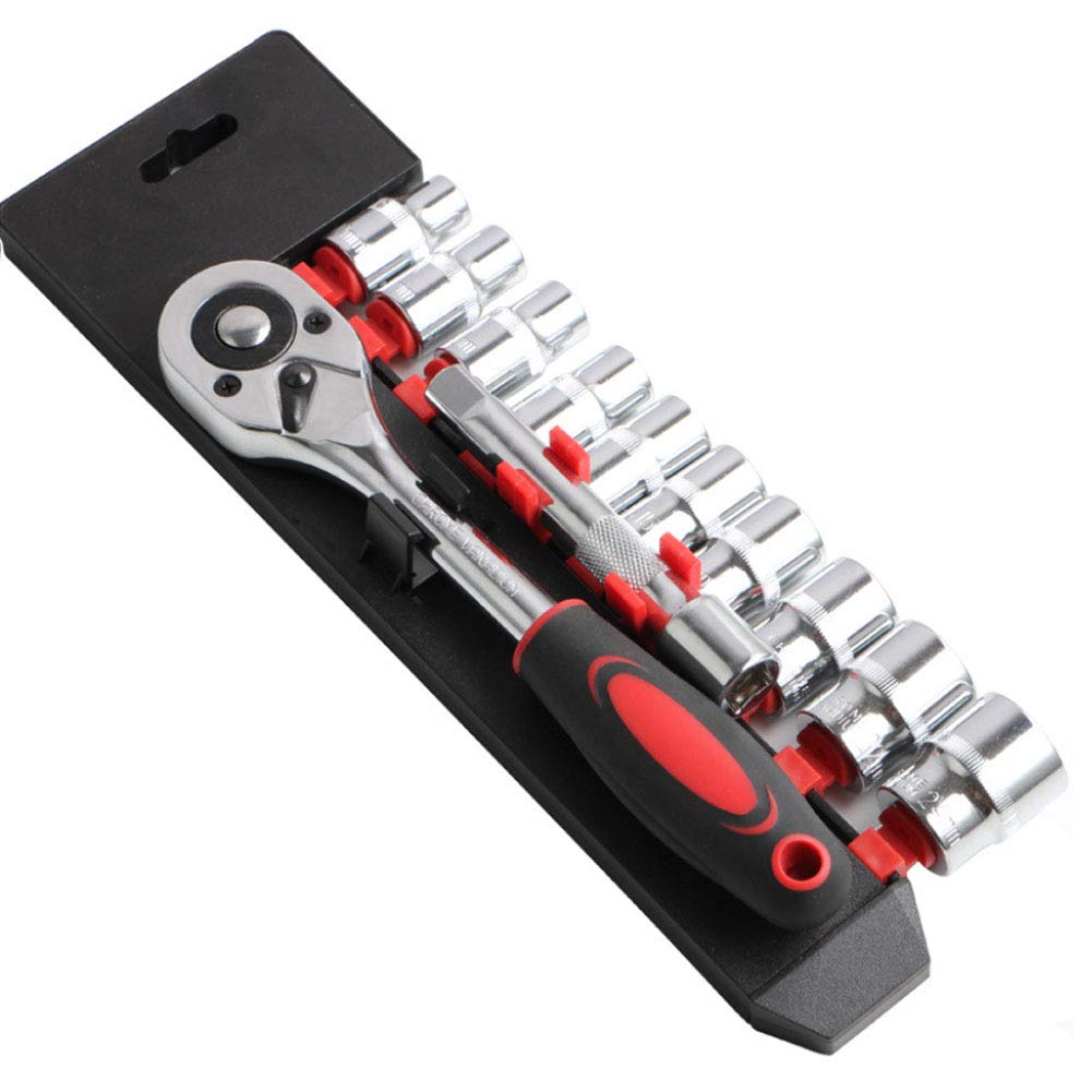 12pcs 1/2" Métrica Juego con 72 dientes trinquete Drive zócalo de la manija con la función liberación rápida, 10-24 mm Socket tamaños con conveniente de almacenamiento en rack múltiples llaves de vaso