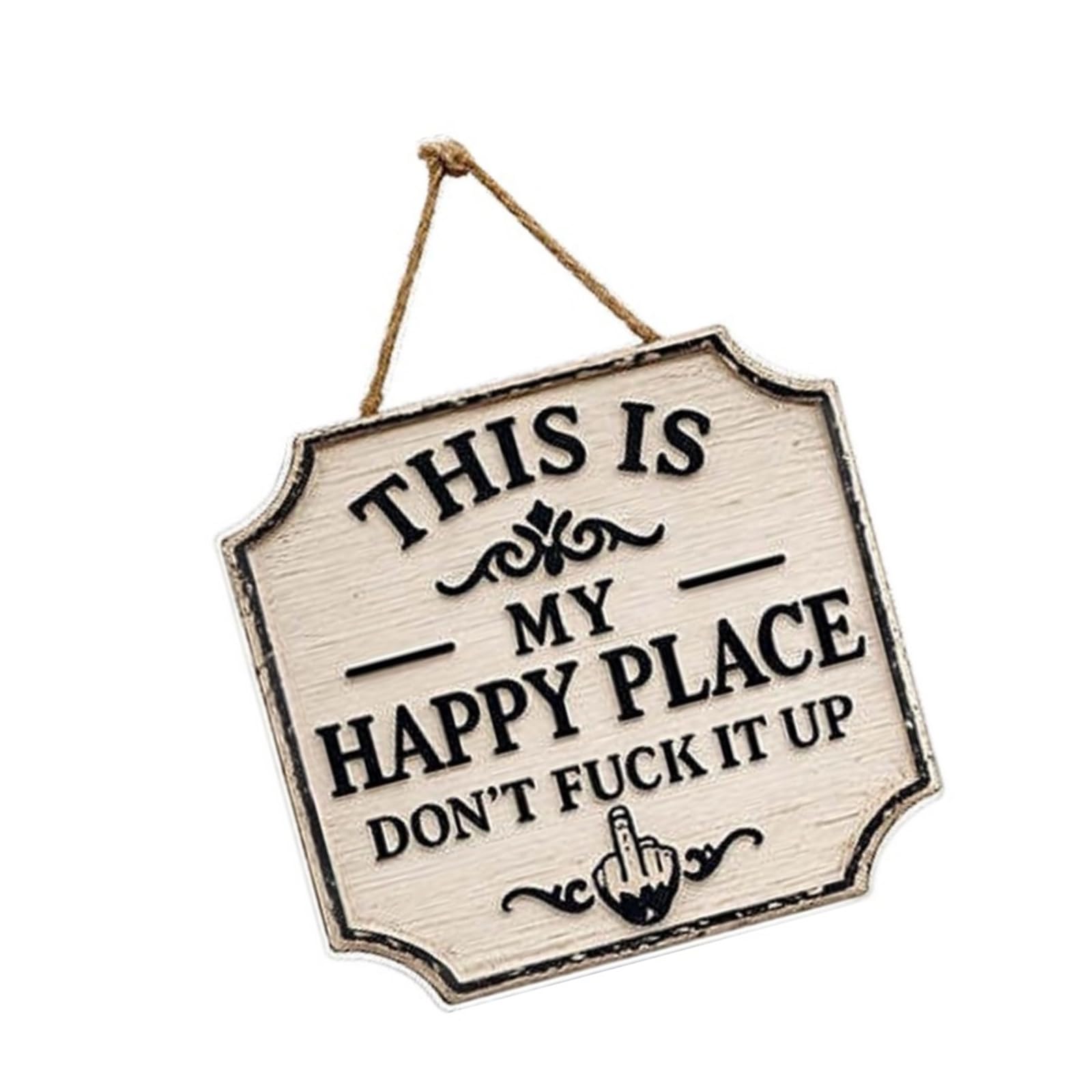 LXJLXD This Is My Happy Place Do Not Fucks It Up Decors Funny Garden Metal Sign Welcome for Home Garden Coffee Wall Decors Welcome for Door