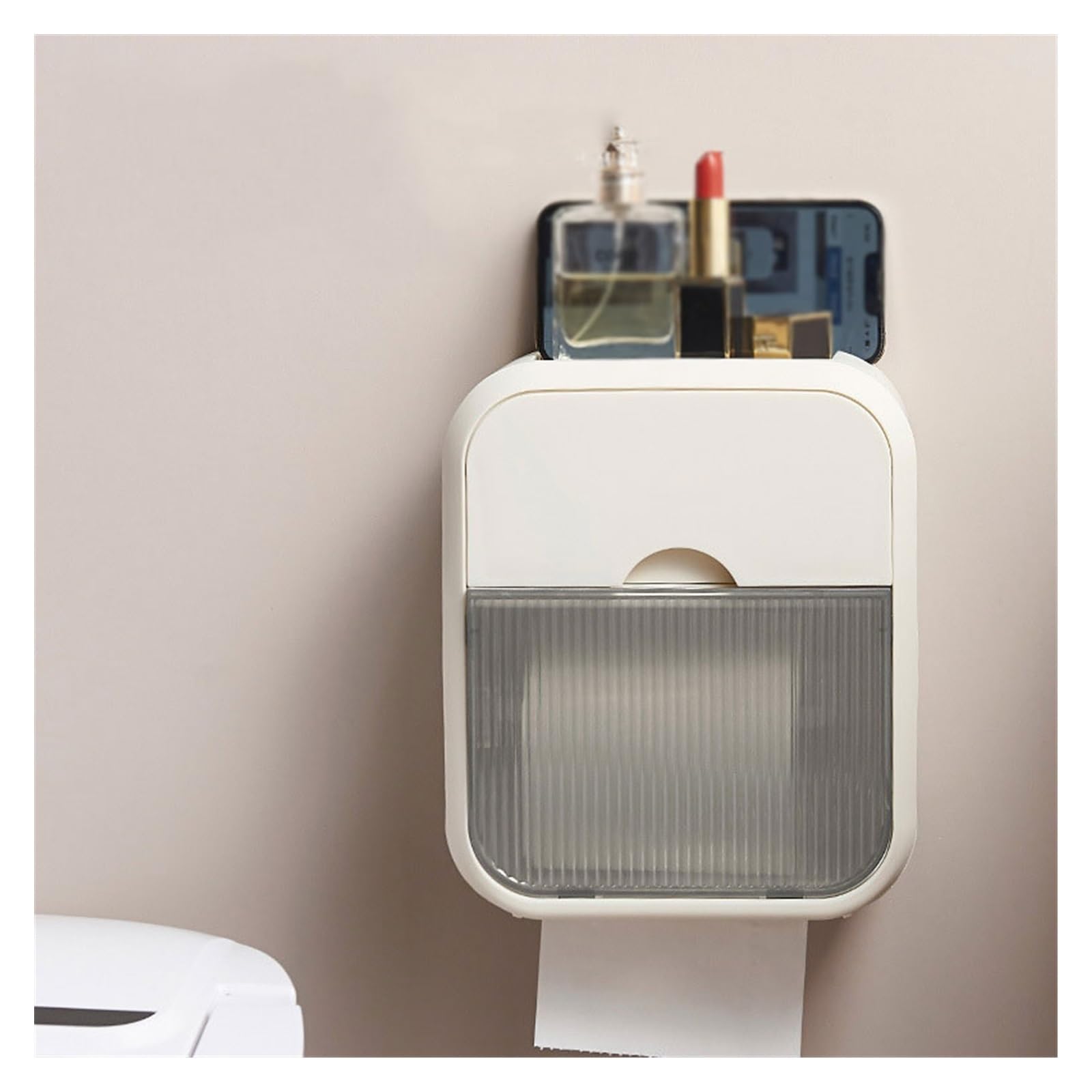 Boîte papier toilette suspendue pour salle de bain ordonnée et WC modernes sans trou