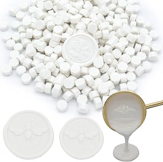 250pcs Wax Seal Beads Ivory White, Andotopee Premium Sealing Wax Beads for Stamp Seals, Octagon Seal Stamp Pellets Refill Pack for Wedding Invitation, Letter Envelope, Scrapbook DIY & Bridal Crafts