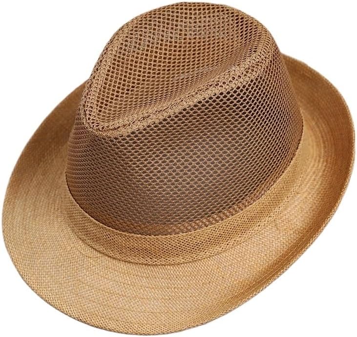 Men's Summer Straw Hat Breathable Mesh Rolled Edge Sun Visor
