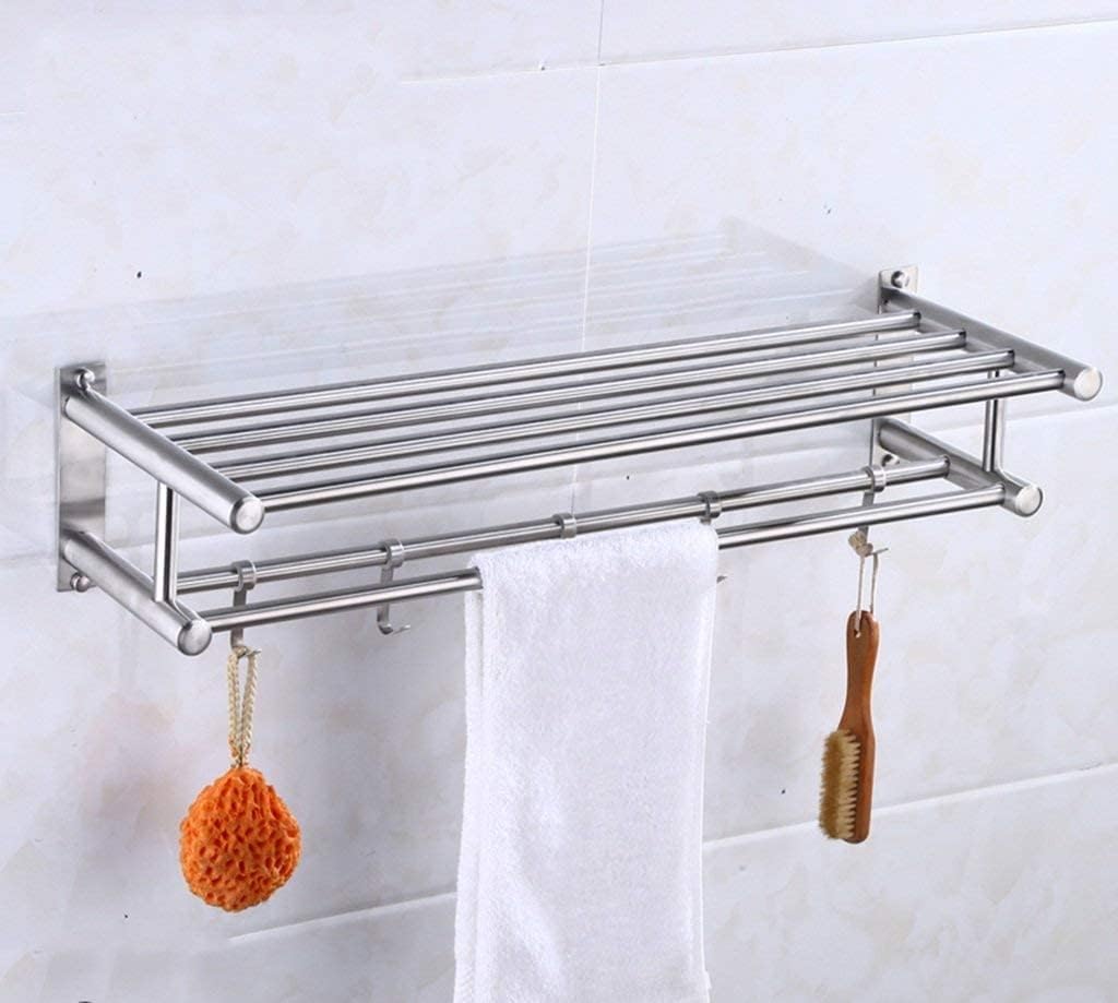 Towel Rack,Towel Bar,Bathroom Shelf with Stainless Steel Design Wall Hanging Towel Rack Shower Towel Rack with Hooks Bathroom (Size : 40 * 22 * 16CM)