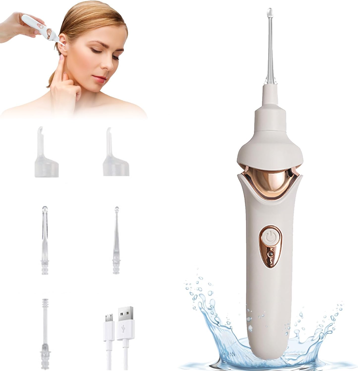 Tweddy Smart Earwax Remover,Tweddy Earwax Remover,Tweedy Ear Wax Removal,Tweddy Smart Ear Wax Vacuum,Earwax Removal Kit with Light,Pain Free Ear Vacuum Wax Remover for Children Adult (White)