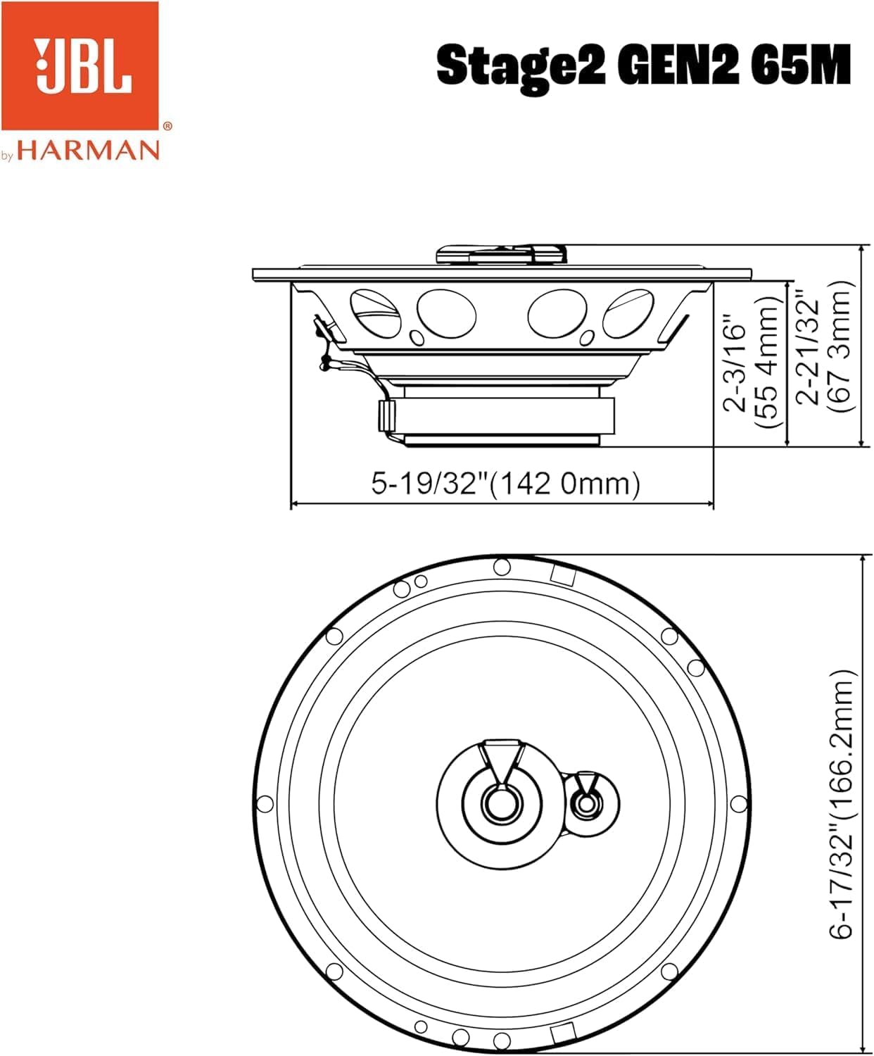 JBL Stage2 GEN2 65M - 6,5 cala (165 mm) 3-drożne głośniki samochodowe - 60 W RMS - szczyt 240 W - konfiguracja potrójnego sterownika - OEM Fit Audio - z kratkami - łatwa instalacja - para