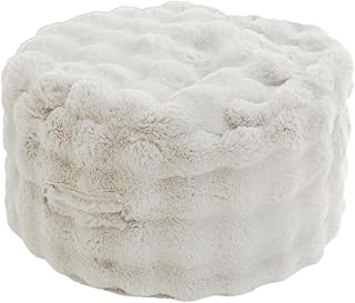 LUXZA ラグザ ラビットファー 布団収納ケース 丸型大 (58×28cm) アイボリー クッションになる モコモコ かわいい とろふわ もこもこ ふわとろ フランネル 洗える ウォッシャブル