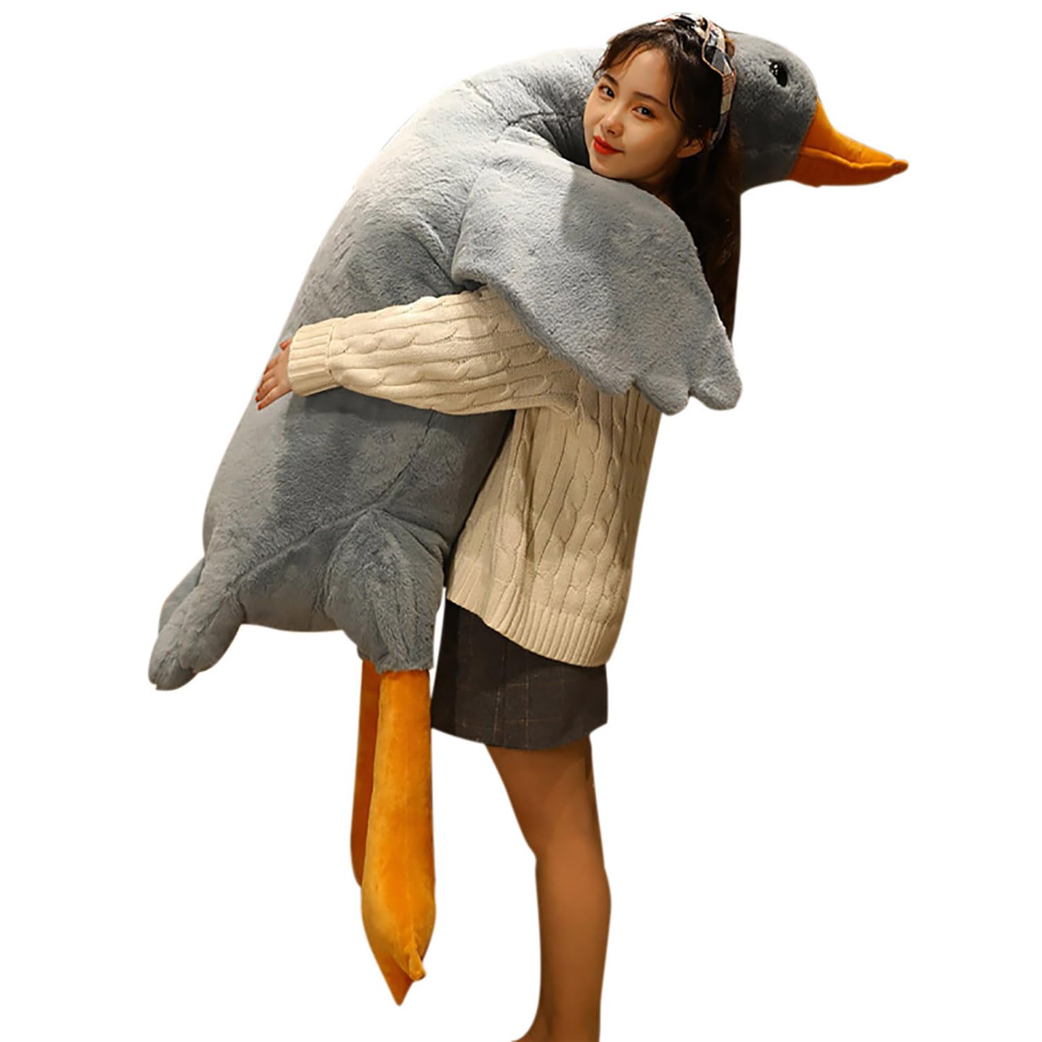 LOWEMN 6 Foot Giant Goose Stuffed Animal-Very Fat Duck Plush Pillow Hugging Comfy,Cute Huge Swan Plushies Gifts for Girls Kids Birthday Valentine's