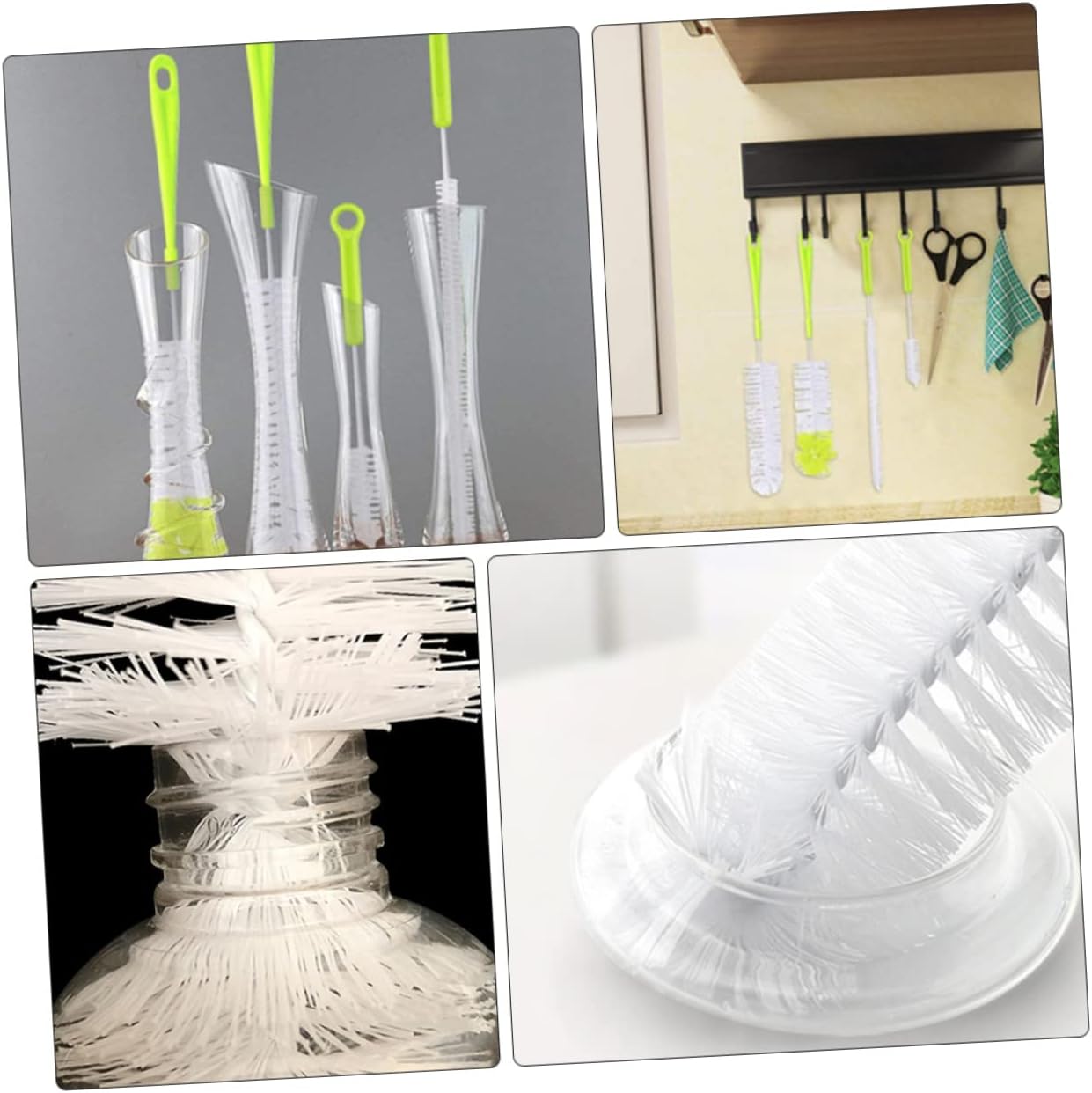 NOLITOY 2sets Bottle Cleaning Brush Water Cup Cleaner Ergonomic Material Non- Grip for Bottles and Cups Light Green