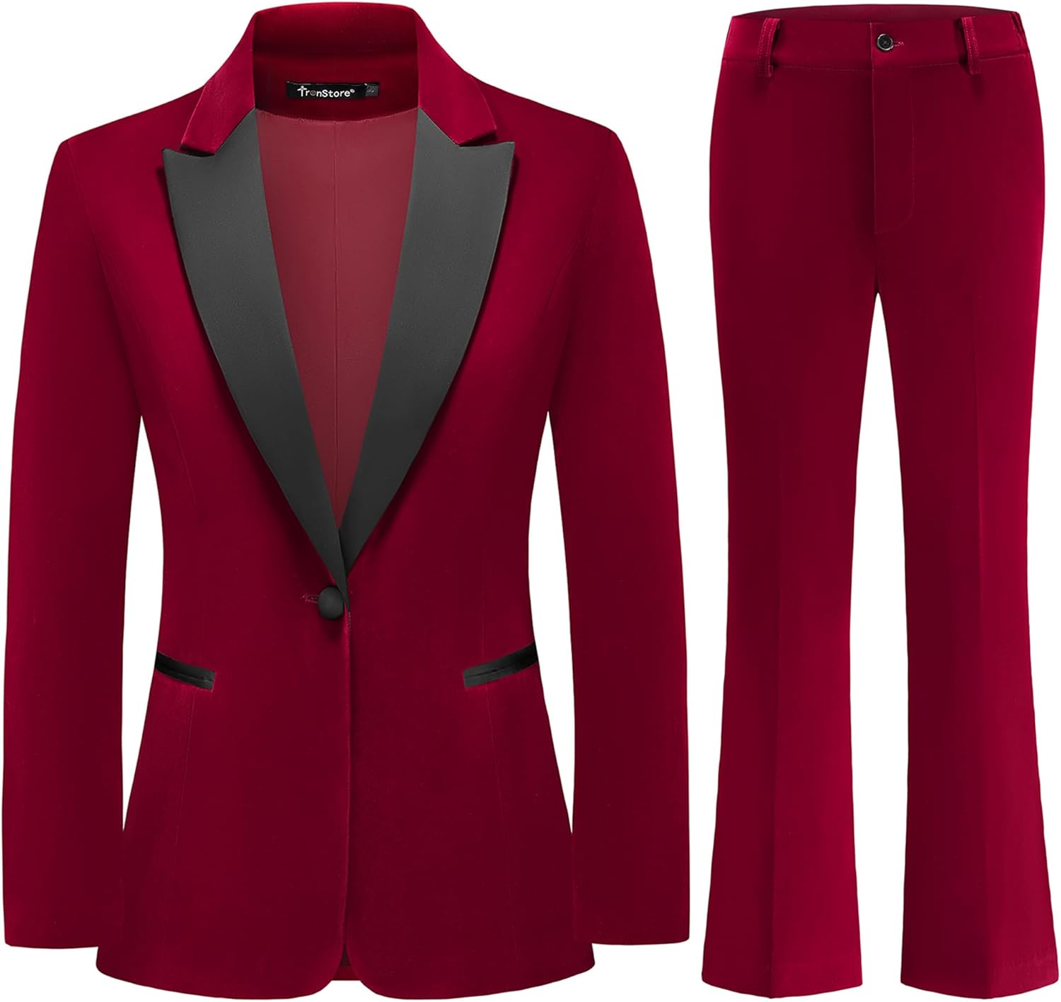 Women's Velvet Suit 2 Piece Set Satin Peaked Lapel Blazer Outfits for Women Wedding Party Business