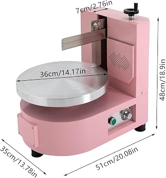 Cake Decorating Machine Cake Frosting Machine Cake Icing Machine for 4-12 inch Cake Scraper Electric Cream Butter Smoothing Coating Machine for Households, Cake Shops (Light Pink, Button Type)