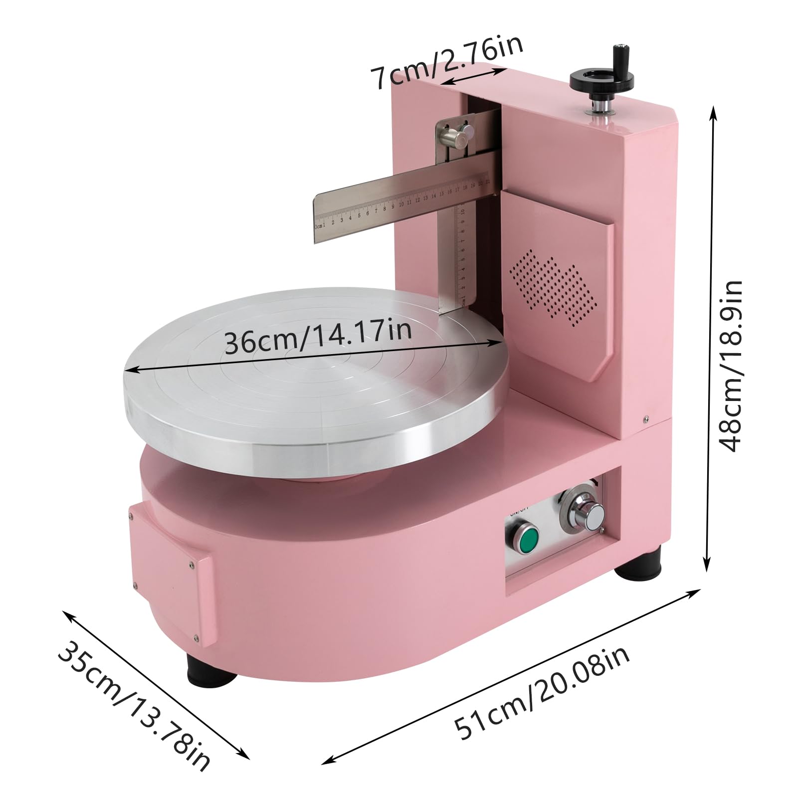 Cake Cream Spreading Coating Smearing Machine 4-12in Automatic Birthday Cake Cream Spreading Coating Decoration Machine with 11 Adjustable Speeds 80W 110V 0-200rpm Cake Decorating Machine (Pink)