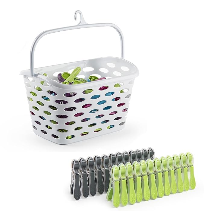 Buy Durable Plastic Peg Tidy Basket Laundry/Clothes Pegs with Handle