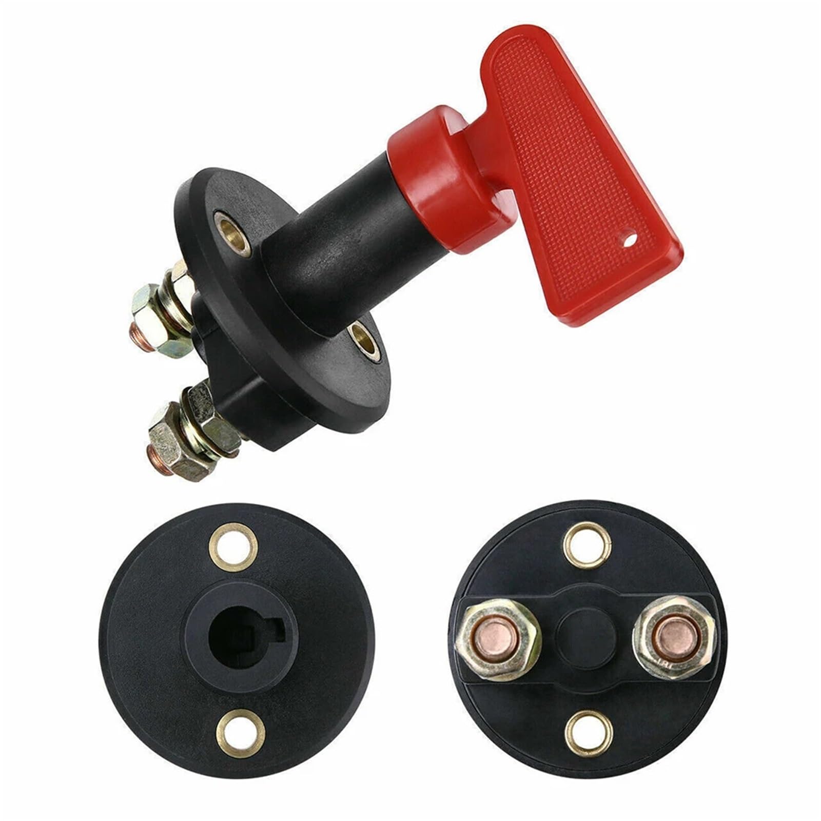 Desconectador de batería universal de 12 V, interruptor giratorio de perilla de corte de energía for auto, camión, barco, vehículo, furgoneta(2 Holes)