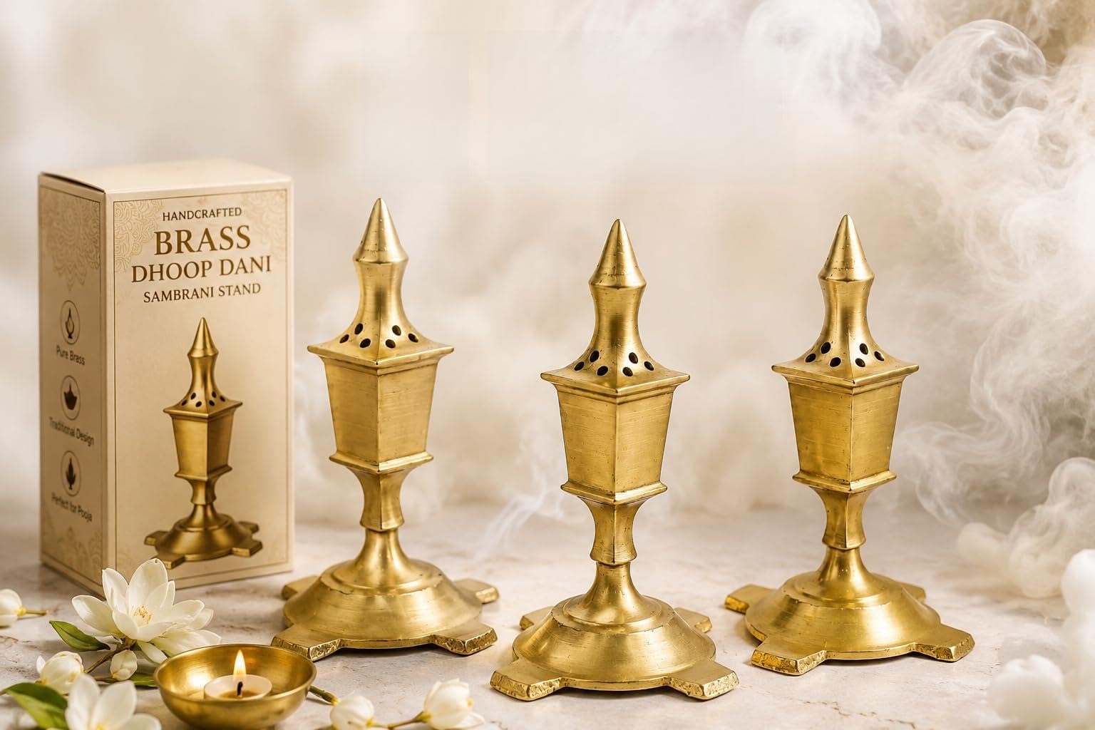 Brass Incense Stick Holder with Antique Finish, Traditional