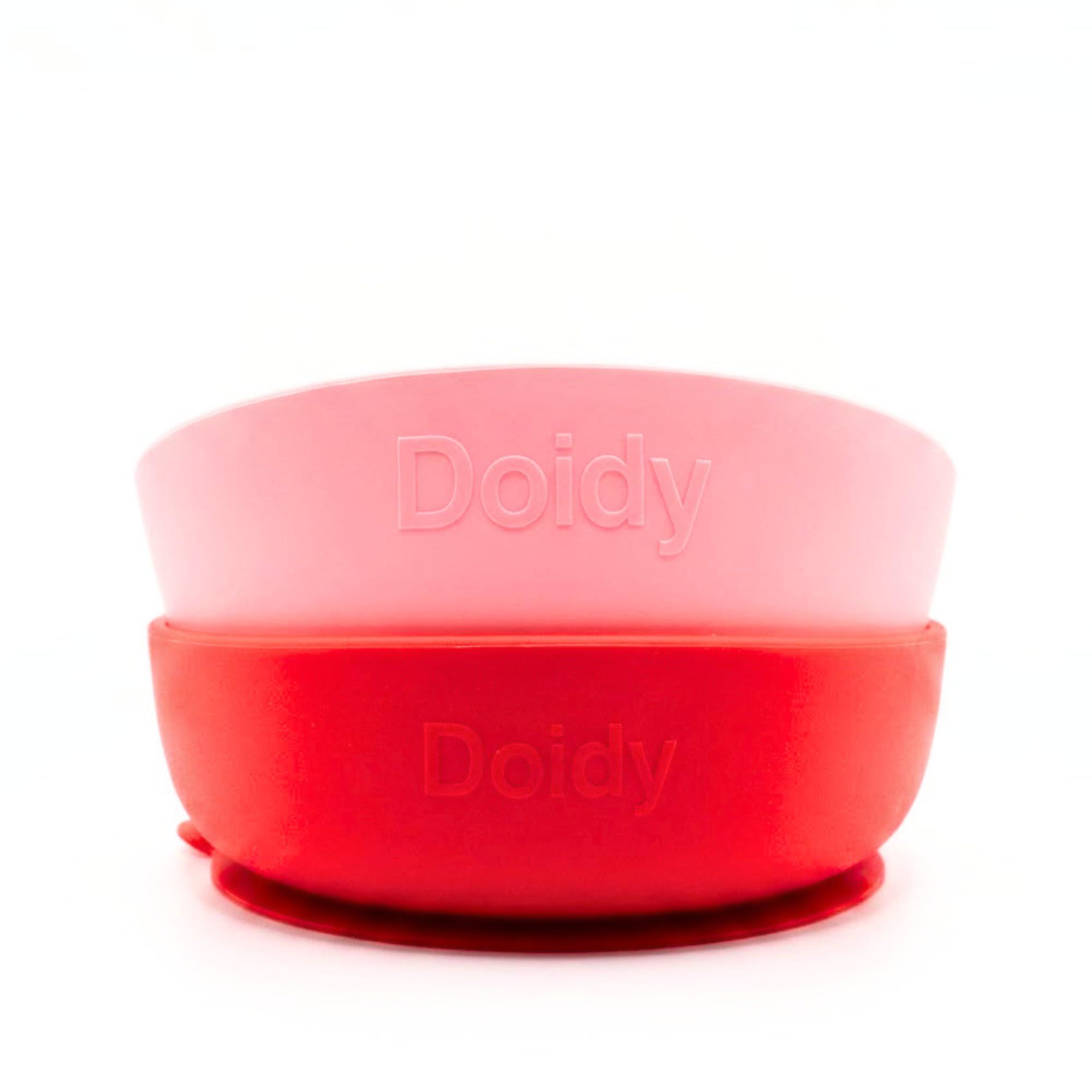 Doidy Bowl 2 Pack 350ml, 6 Months+ Baby Weaning Bowl with Suction Base, Training for Self-Feeding Baby Food (Red + Pink)