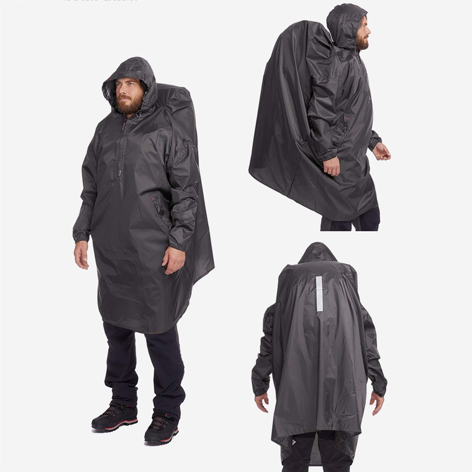 BHBXZZDB Męska outdoorowa kurtka przeciwdeszczowa z kapturem płaszcz przeciwdeszczowy wiatrówka na kemping, piesze wycieczki, spacery, wędrówki piesze, oglądanie gier