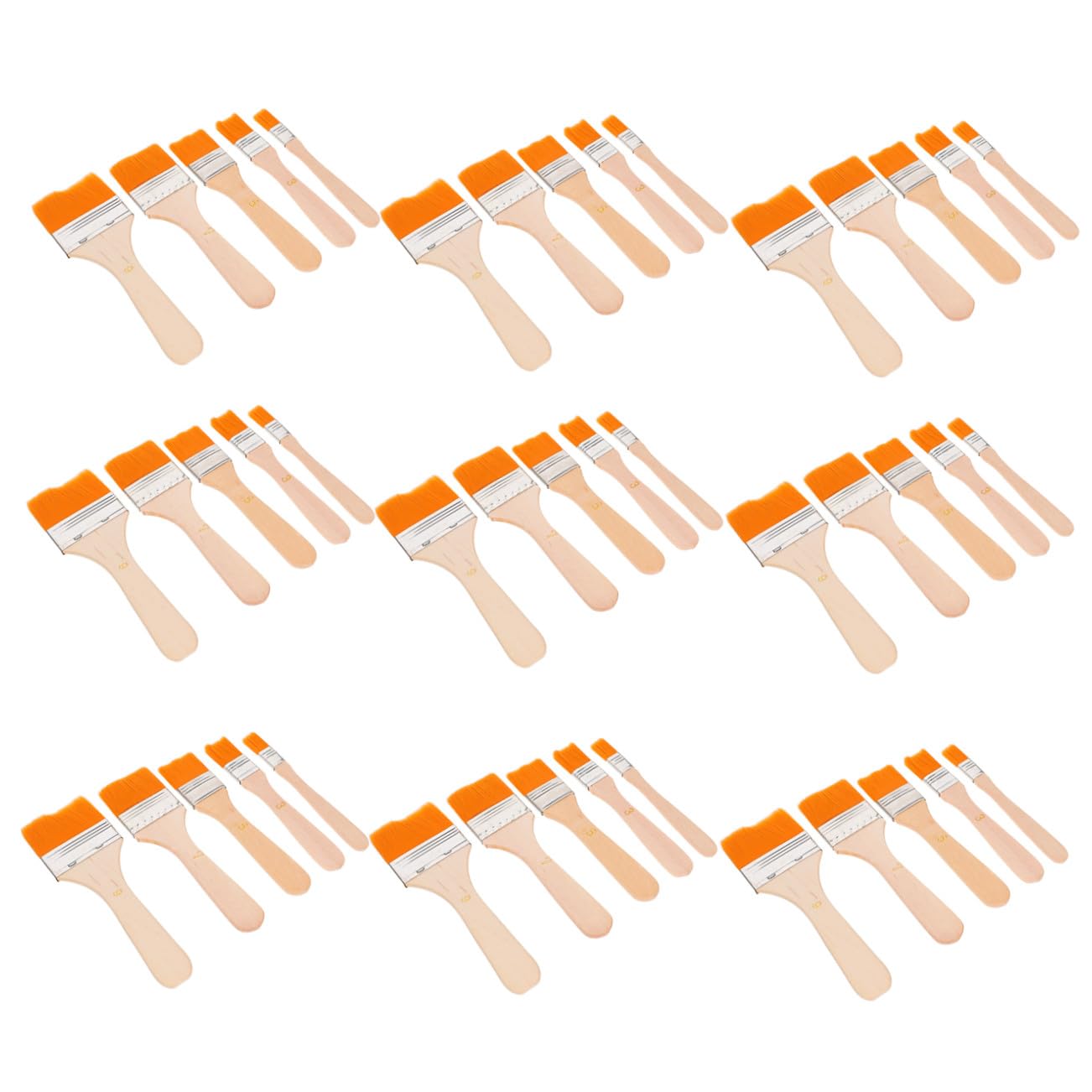 TEHAUX Pinceau Plat en Nylon à Manche Bois 50 Pièces pour Vernis