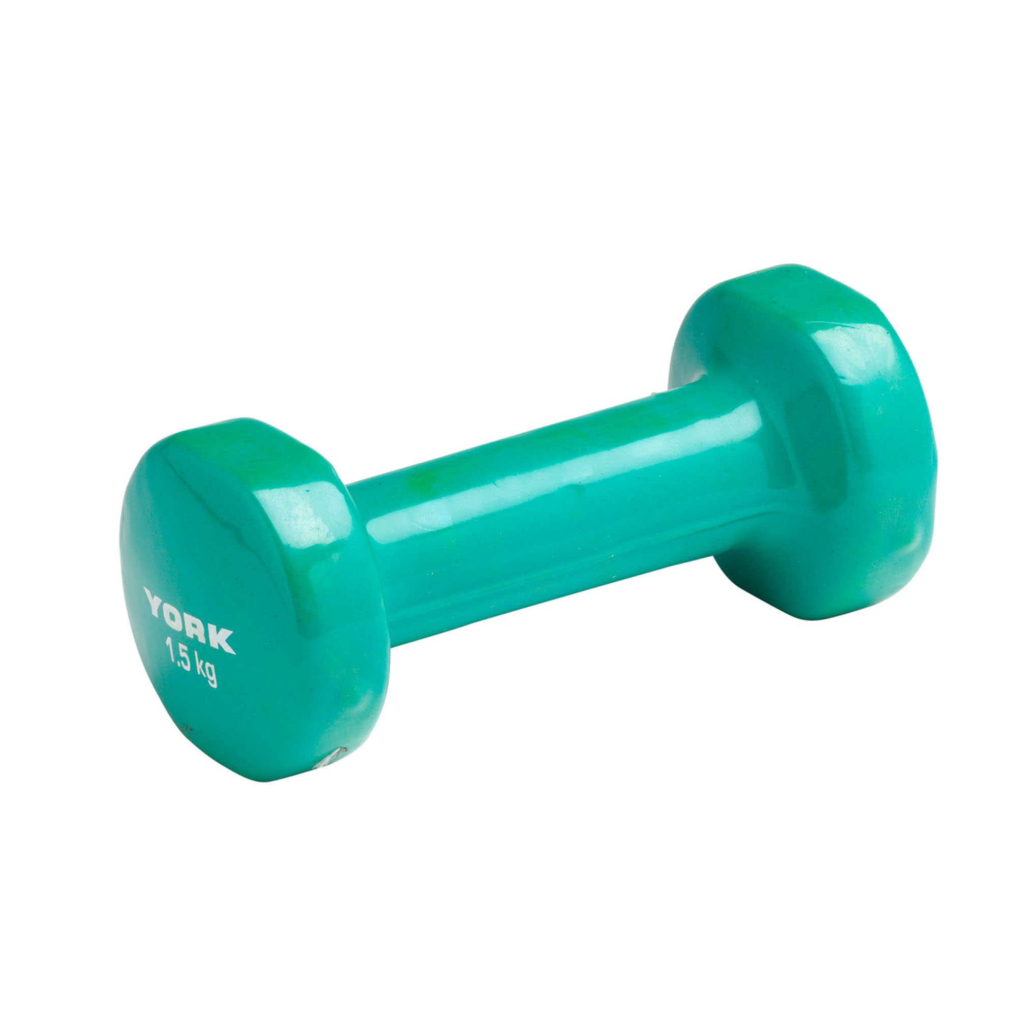 NRS Healthcare York Fitness Single Vinyl Dipped Dumbbell (Fitbell), Green, 1.5 Kg