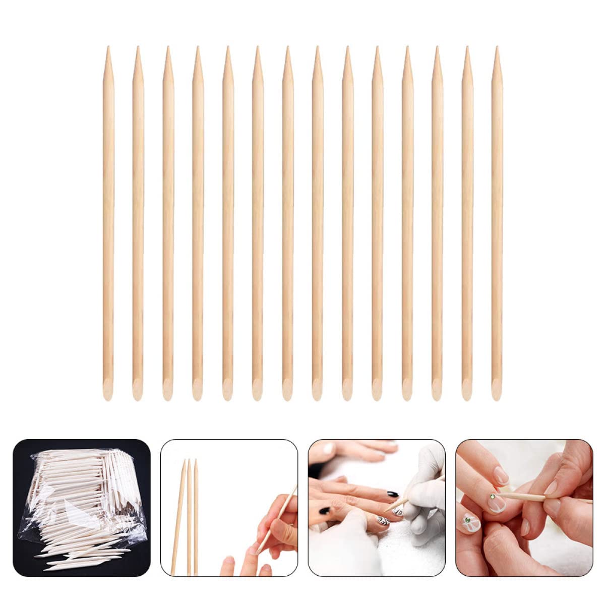 FOMIYES 100pcs Cuticle Sticks for Nails Dual Ended Nail Cleaning Dead Skin Pusher Manicure Tools for DIY Smooth Polished Surface for Safe Use