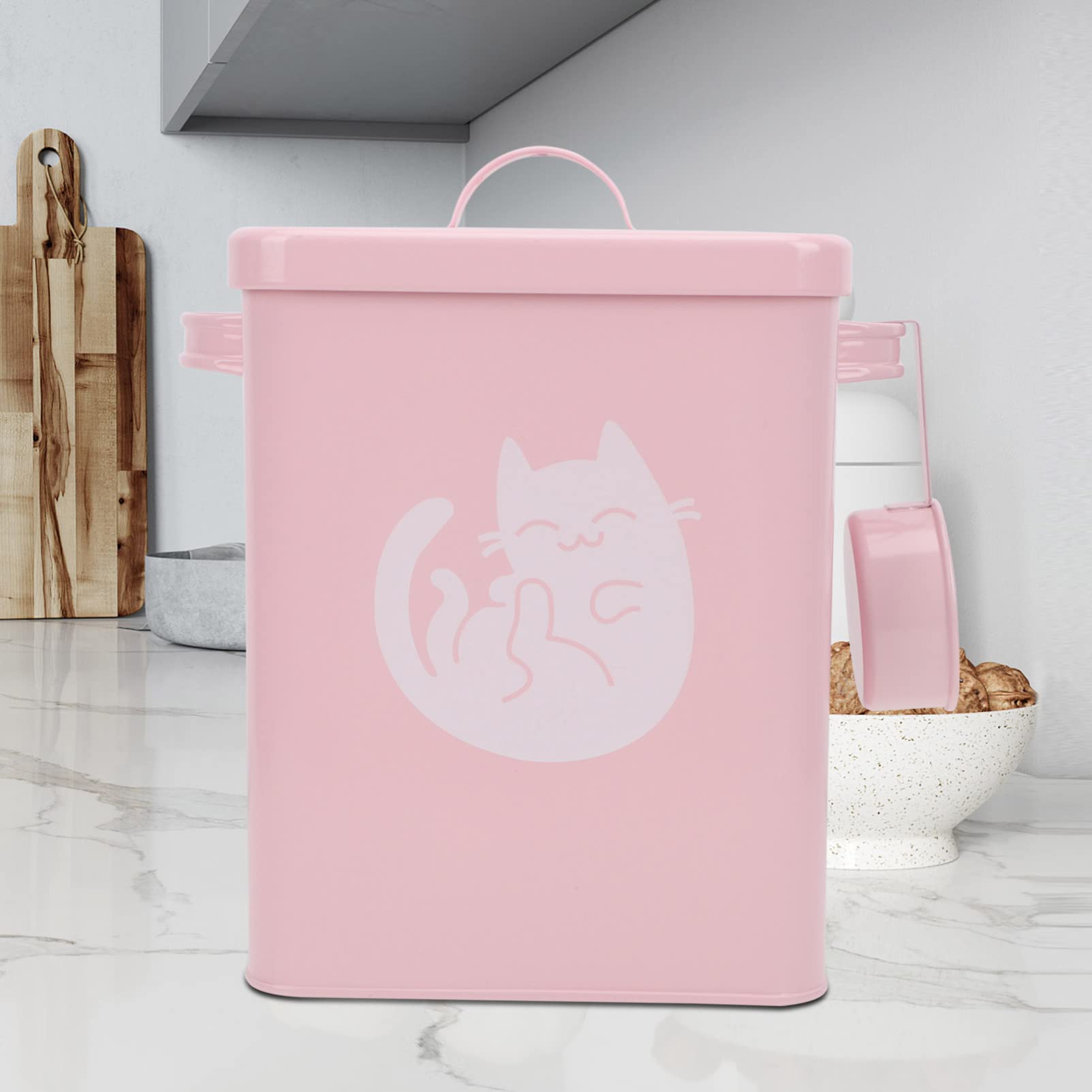 Happyyami 2juegos Contenedor De Almacenamiento De Comida Para Gatos y Caja Para Alimentos Diseño Cubierto y Resistente Para Cocina y Familiar