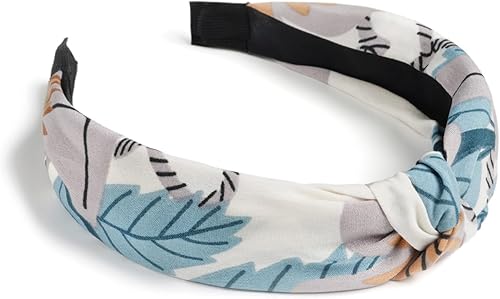 JEBELE Diadema bohemia para mujer, diadema ancha con nudo cruzado, banda de pelo
