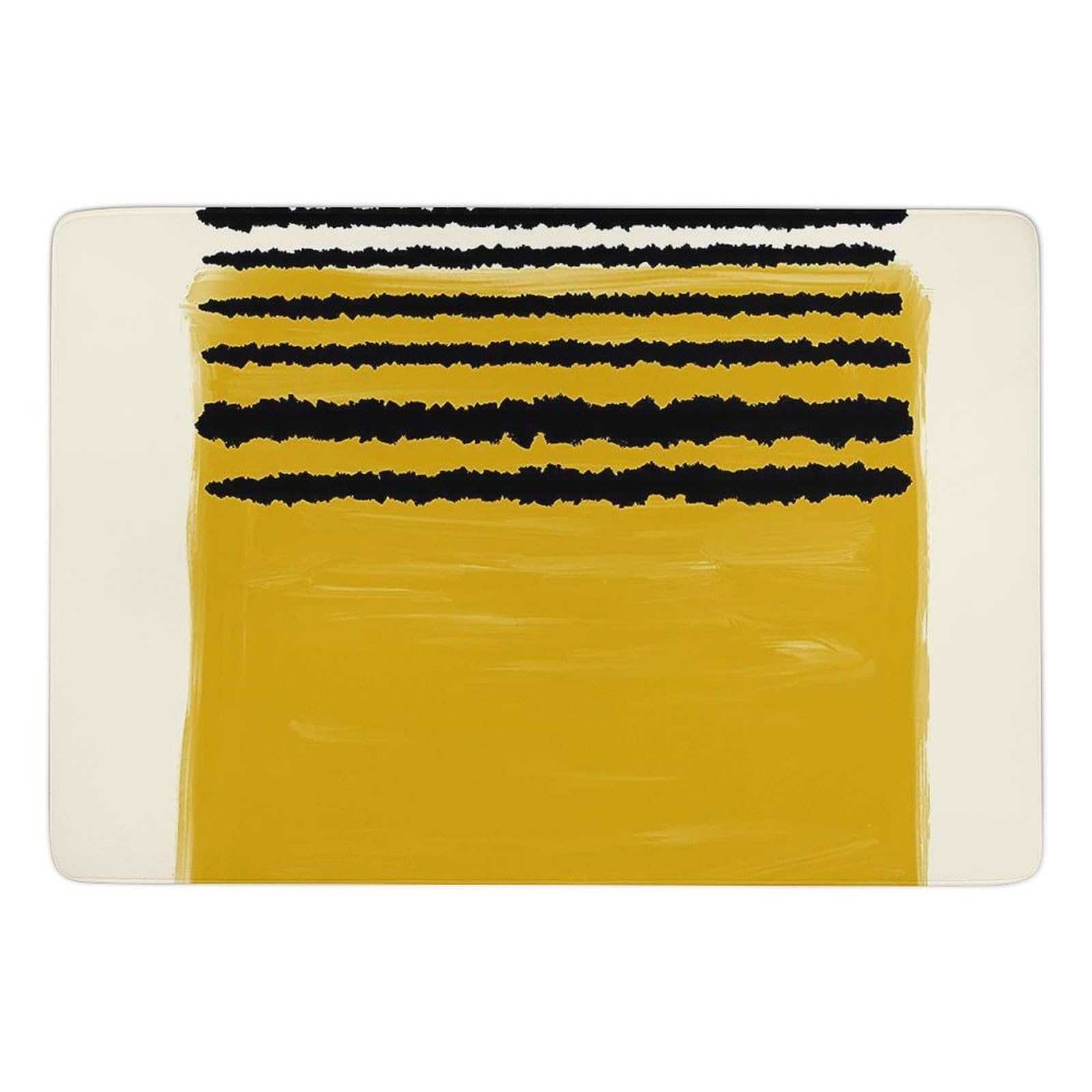 Tapis de sol en velours de corail 150x100 cm avec douces lignes jaune moutarde