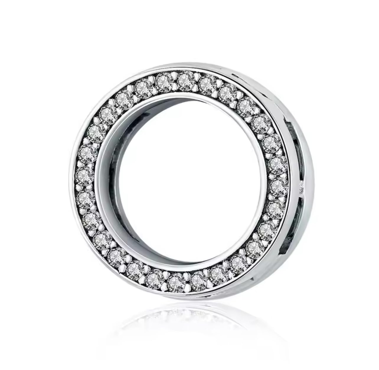 Charm de clip redondo plata de ley 925 compatible con pulsera Pandora Reflexions 6