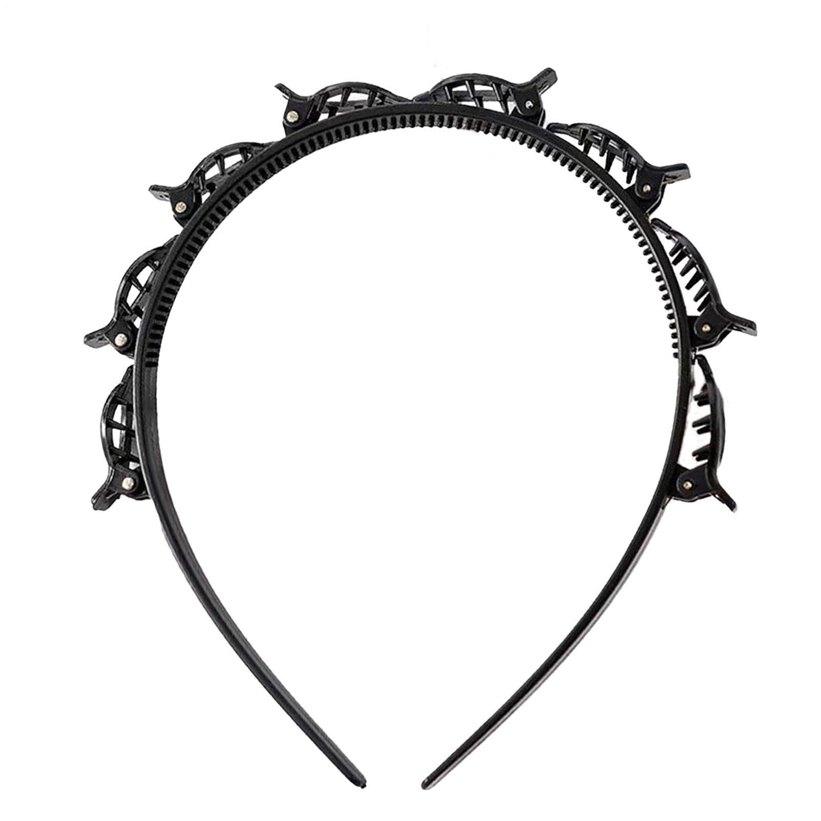 Fascia Per Capelli Con Clip - Forcina Per Capelli Con Doppia Frangia Professionale Per Treccia Dentata, Accessorio Per Acconciatura Da Donna Supporto Per Torsioni A Strati Per Styling A Tessuto Per Ca